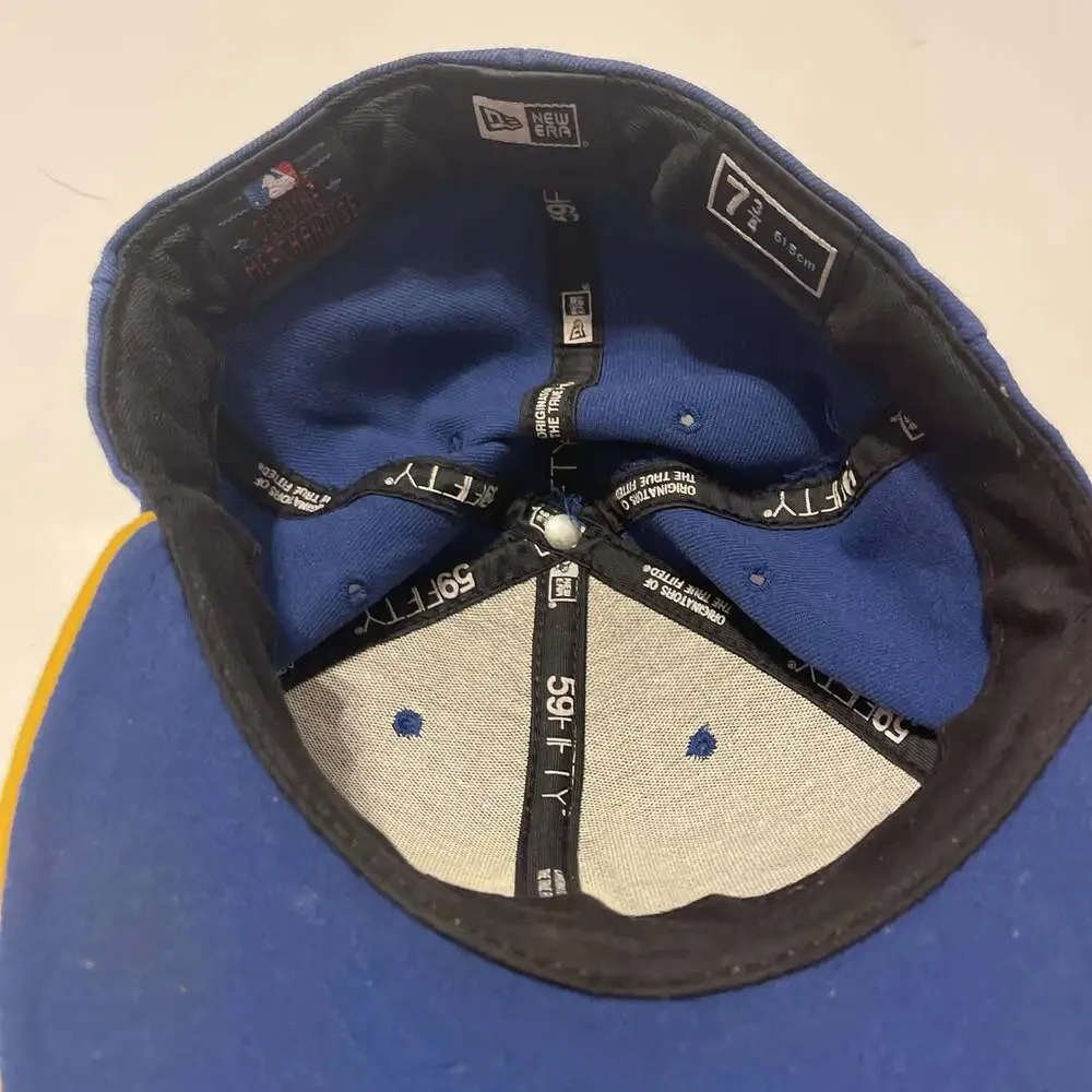 New Era Miami Marlins Fitted Cap Blue Gold Size 7 3/4 MLB Baseball Hat